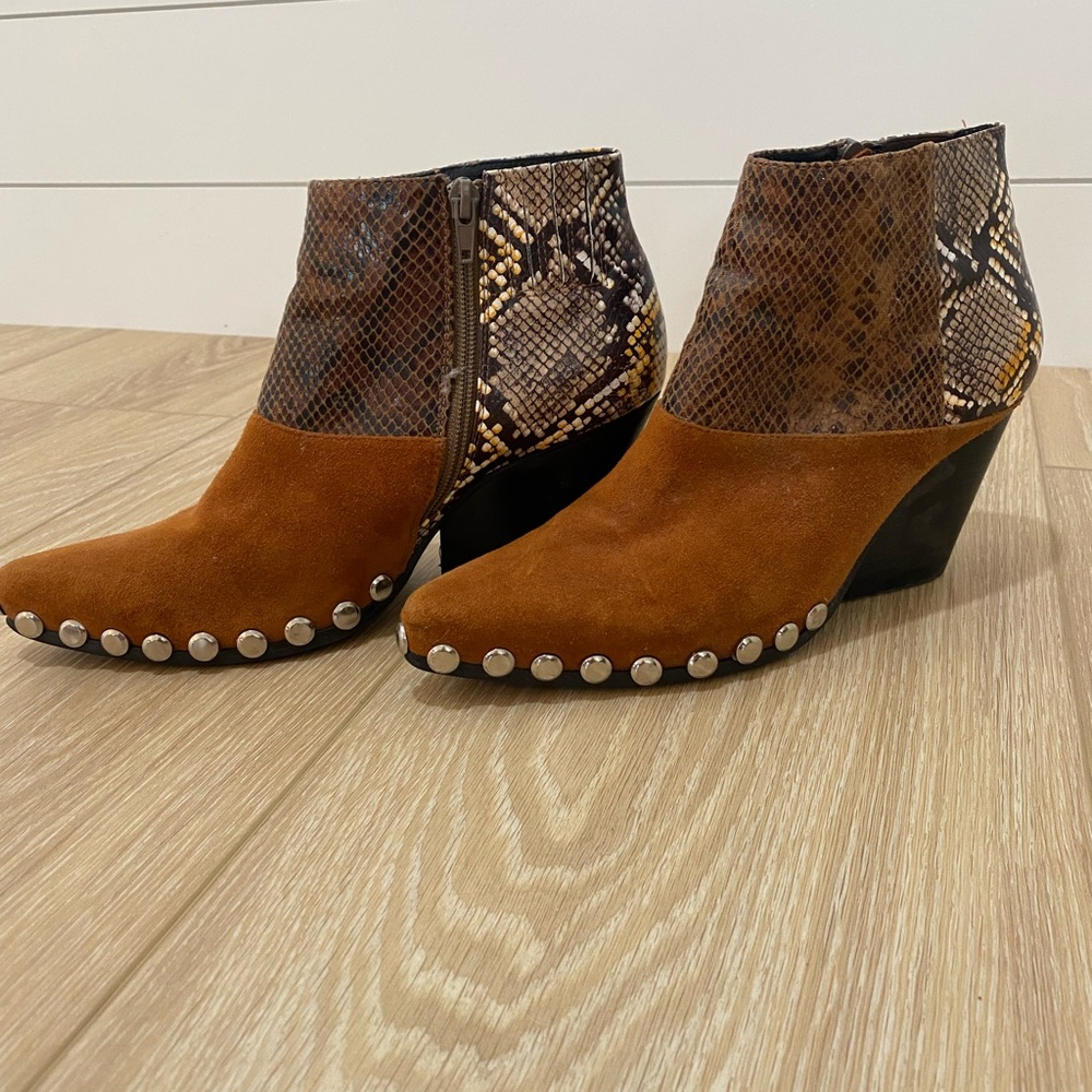 Jeffery Campbell- “Suede snakeskin booties”